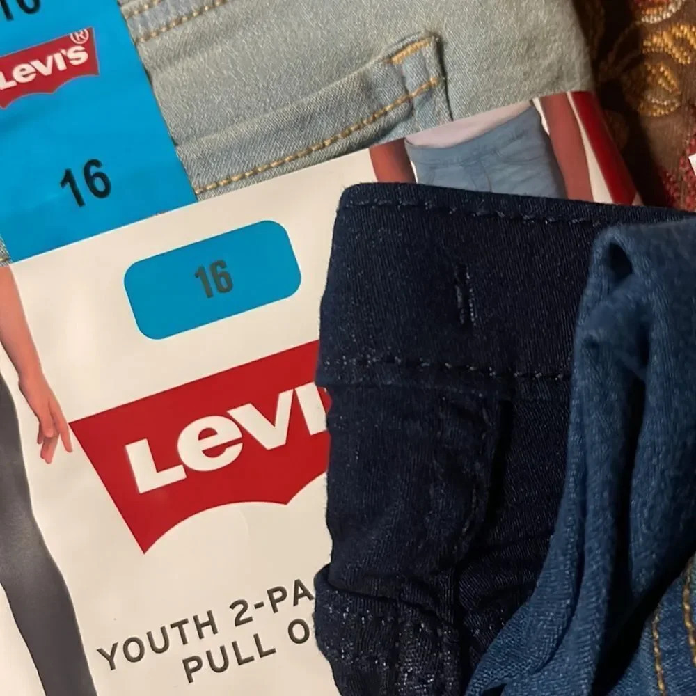 Levi's Girls' 2 Pack Pull On Jean 6 pairs size 16 Pink Blue Black - Picture 15 of 15
